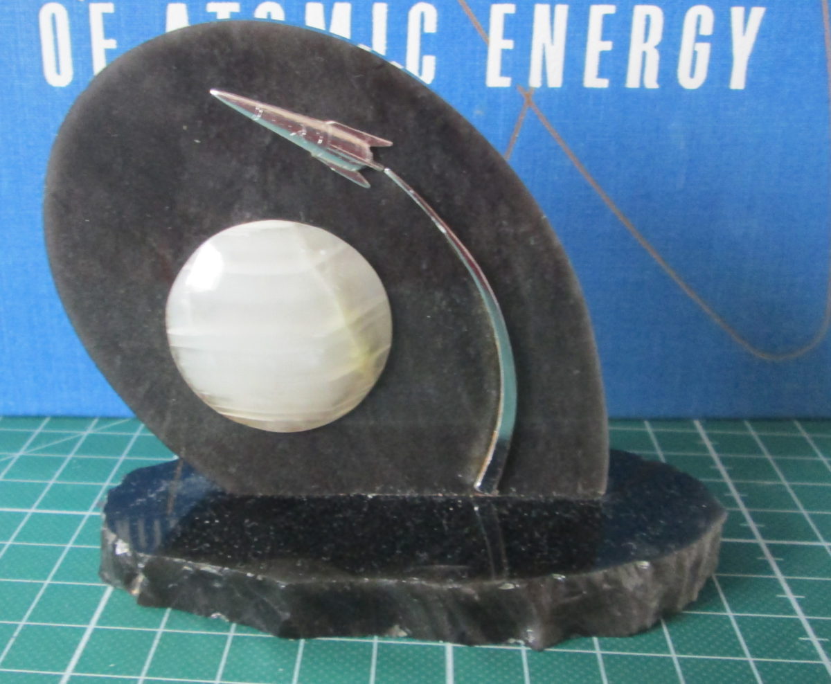 A 1960s Soviet paperweight celebrating space travel